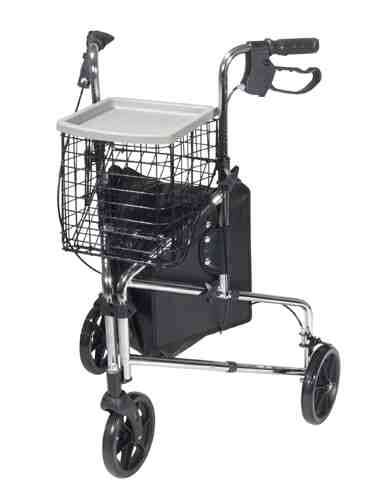 Deluxe 3-Wheel Steel Rollator w/Loop Locks  Chrome  Drive