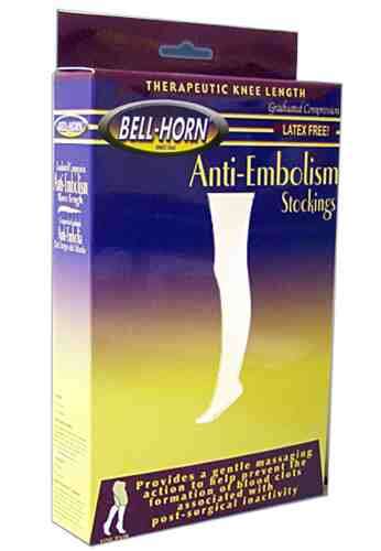 18mmHg KH Anti-Em Stockings Clsd Toe  White  Lge  Regular
